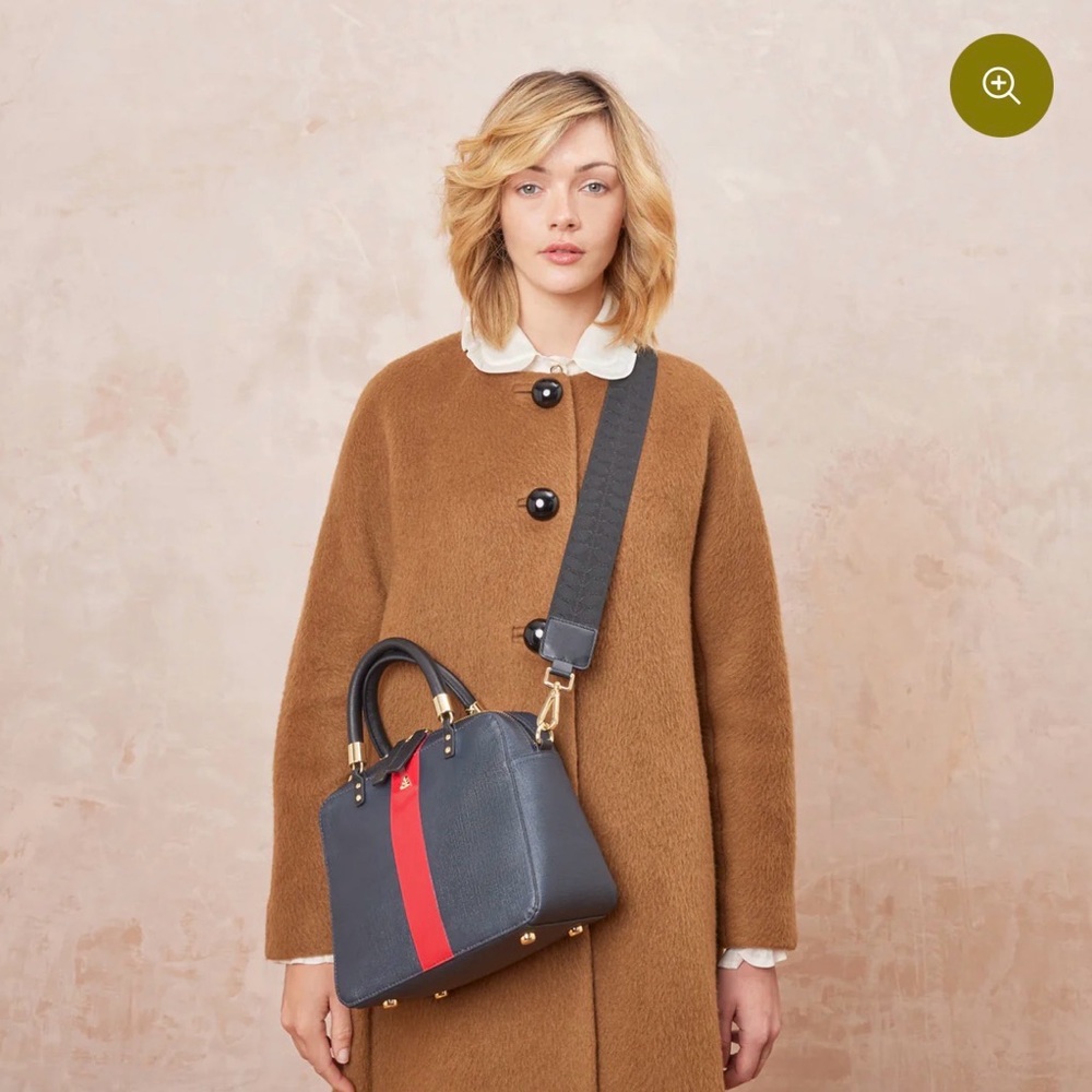 Orla Kiely High Shine Stripe Block Medium Navy and Red Handbag and  Wallet Set - Picture 12 of 13
